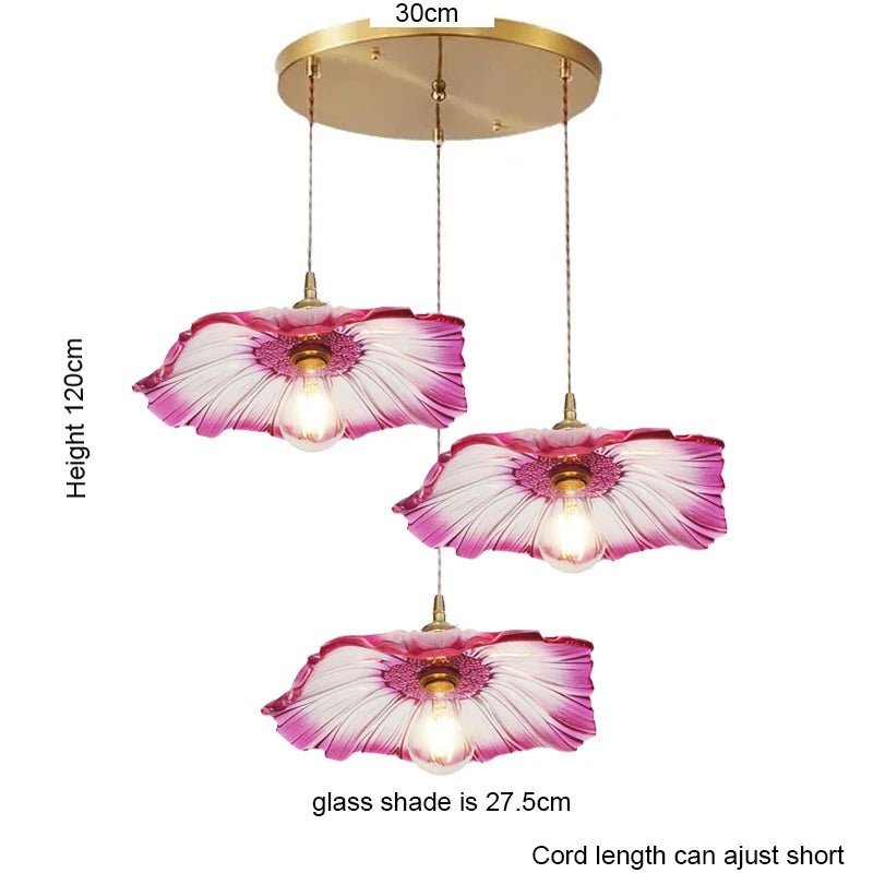 Vintage Floral Glass Pendant Light for Elegant Dining Rooms and Cafes
