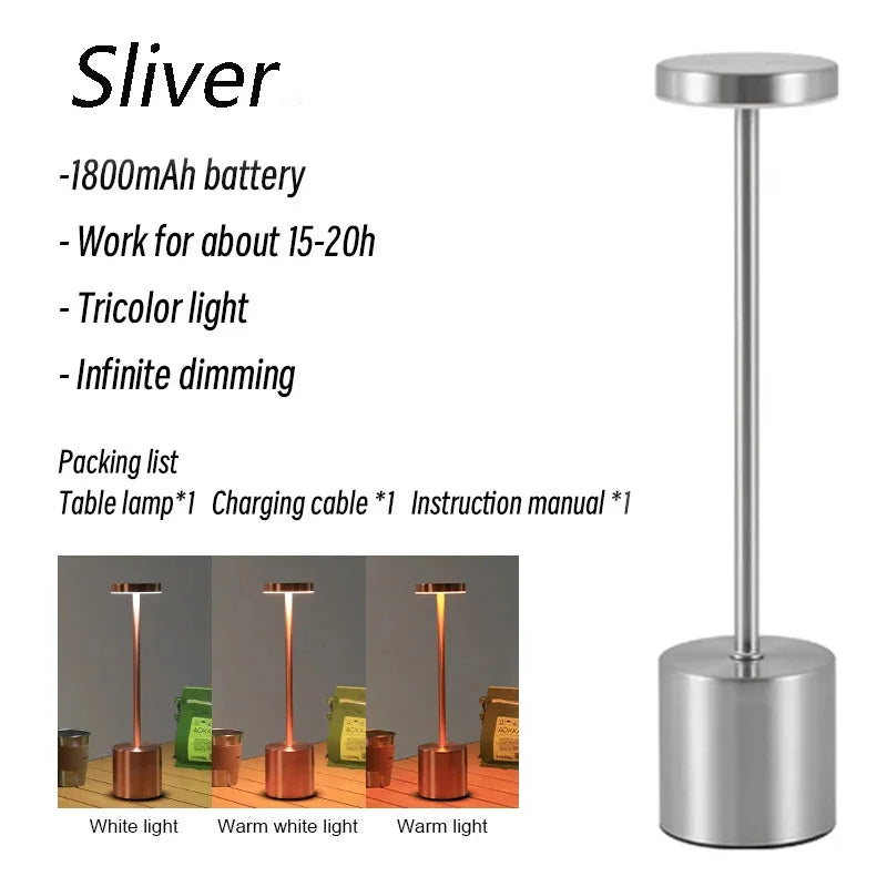 Wireless Rechargeable LED Table Lamp for Modern Restaurants and Hotels