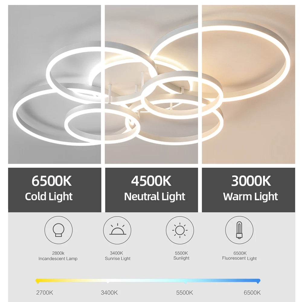 Modern Dimmable LED Ceiling Chandelier for Living Rooms and Bedrooms