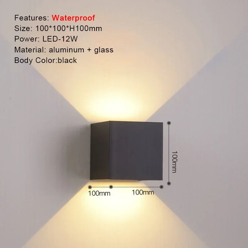 Modern Aluminum Waterproof LED Wall Sconce for Outdoor Patios and Gardens