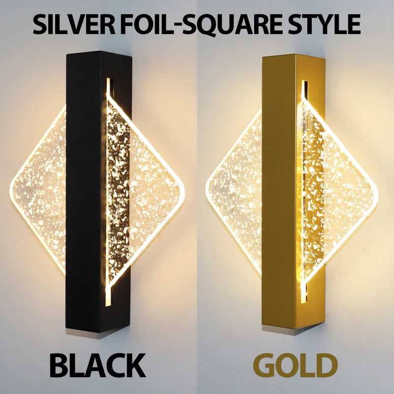 Modern Gold Foil LED Wall Sconce for Bedroom and Living Room