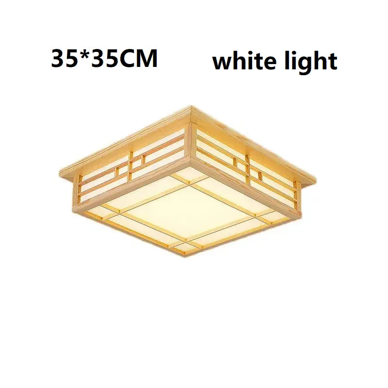Japanese Minimalist Solid Wood LED Ceiling Lamp for Bedrooms and Living Rooms