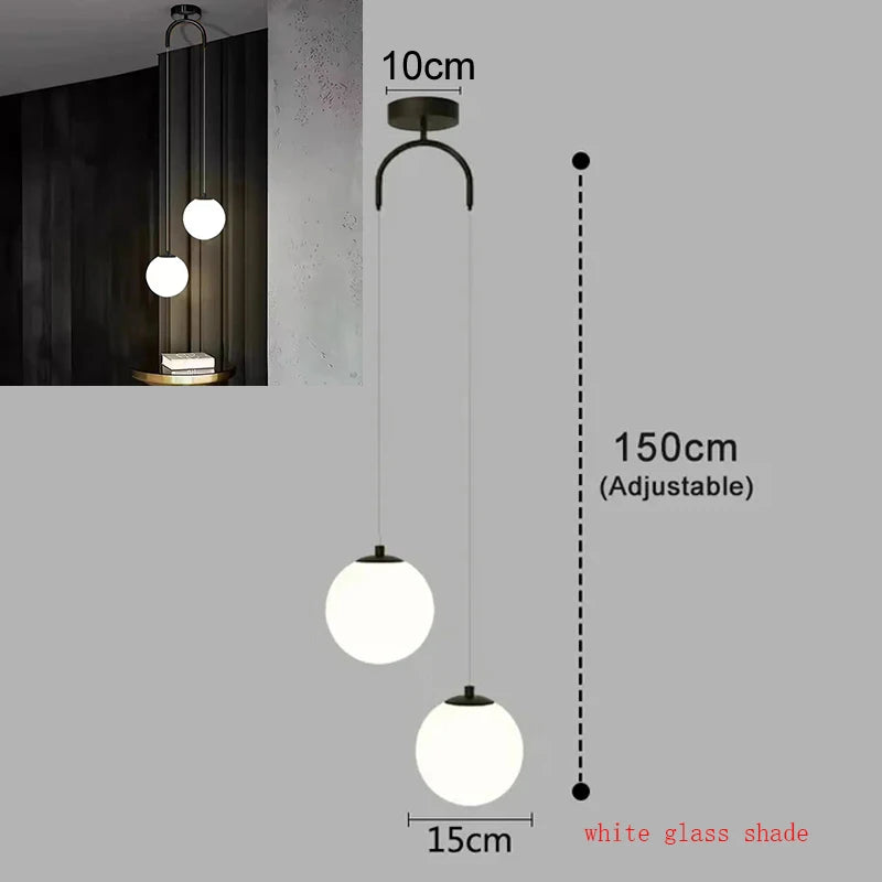 Nordic Glass Globe Pendant Light in Brass for Modern Dining Rooms