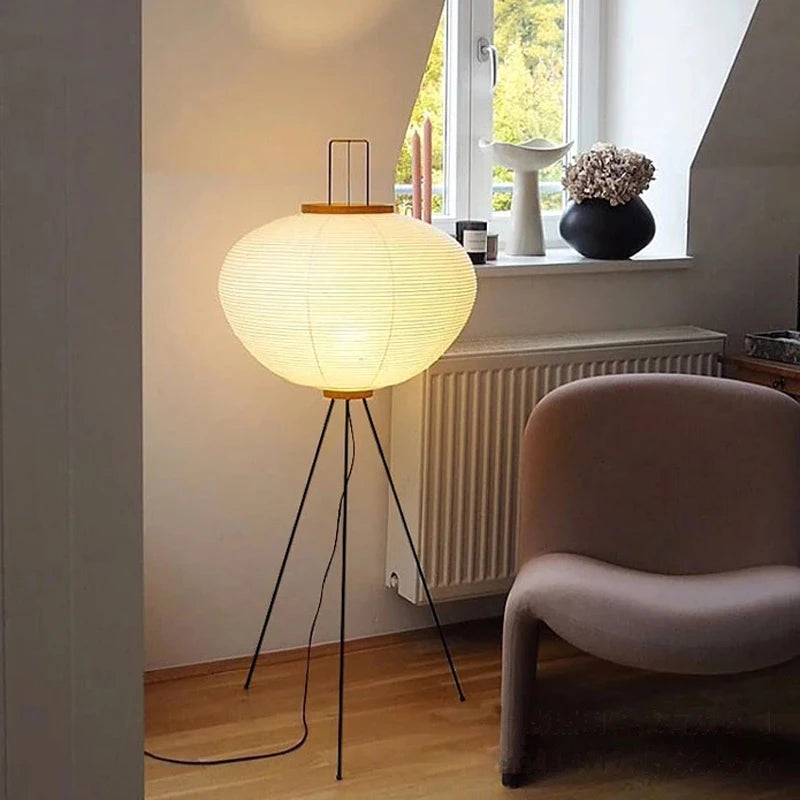Japanese Washi Paper Floor Lamp for Living Rooms and Restaurants