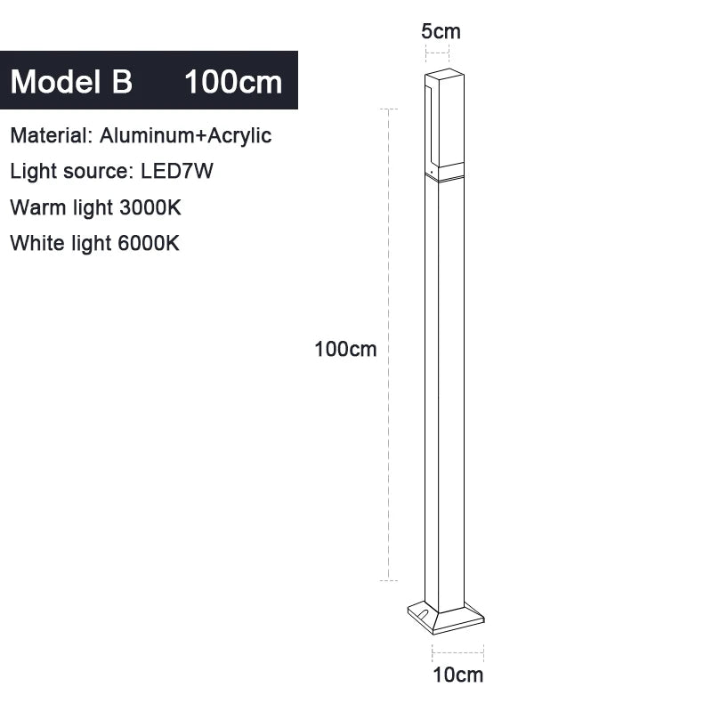 Modern LED Post Light for Garden Villa and Outdoor Landscaping