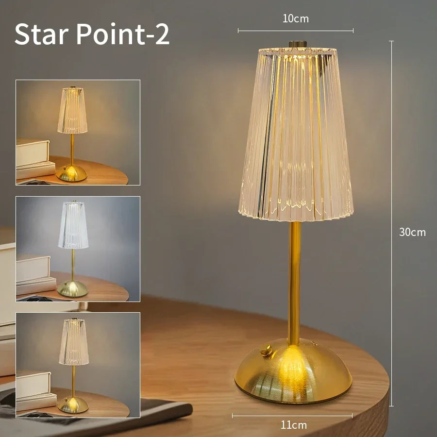 Crystal LED Table Lamp with Touch Sensor for Hotels and Bedside Decor