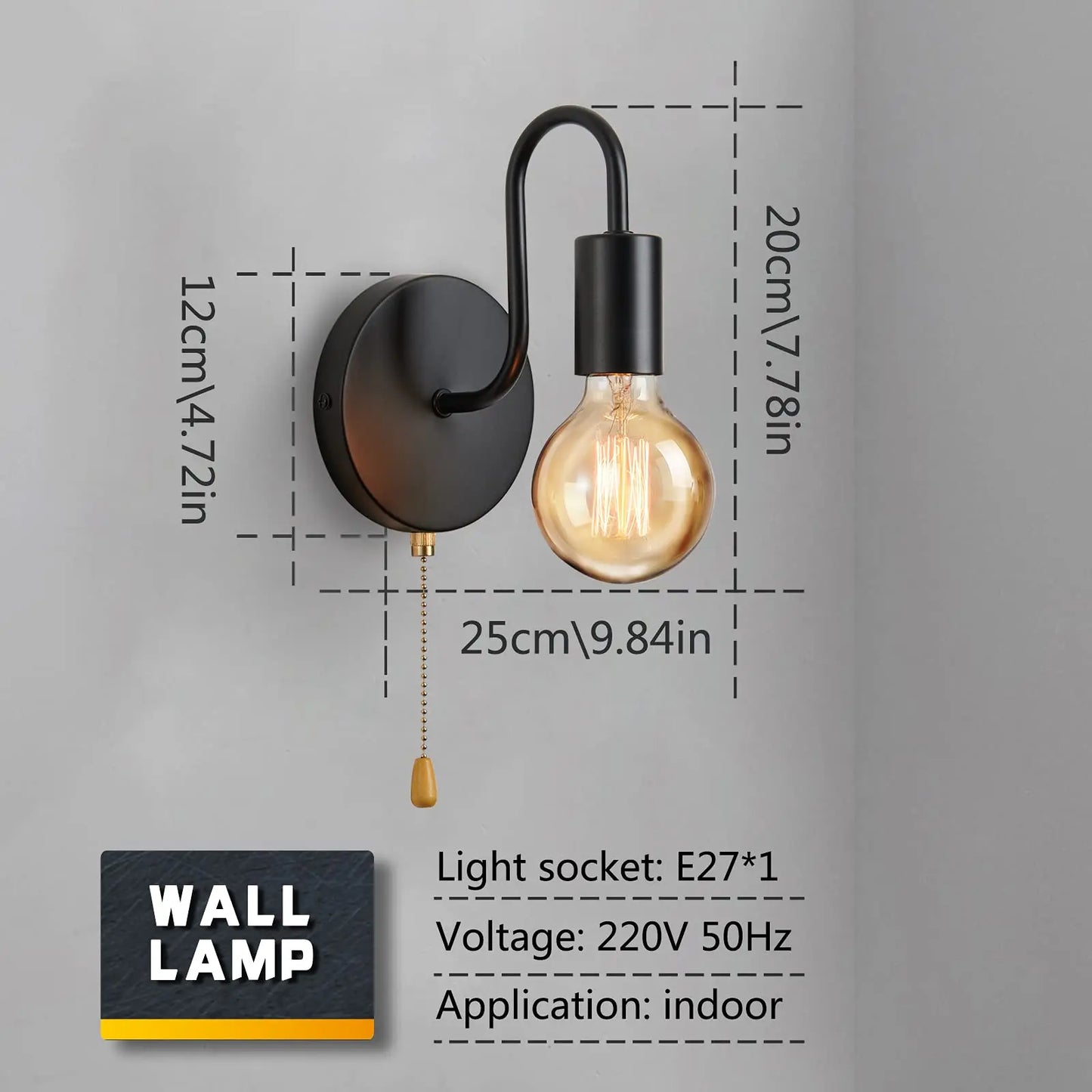 Nordic Industrial Iron Wall Sconce for Bedroom and Bathroom Lighting