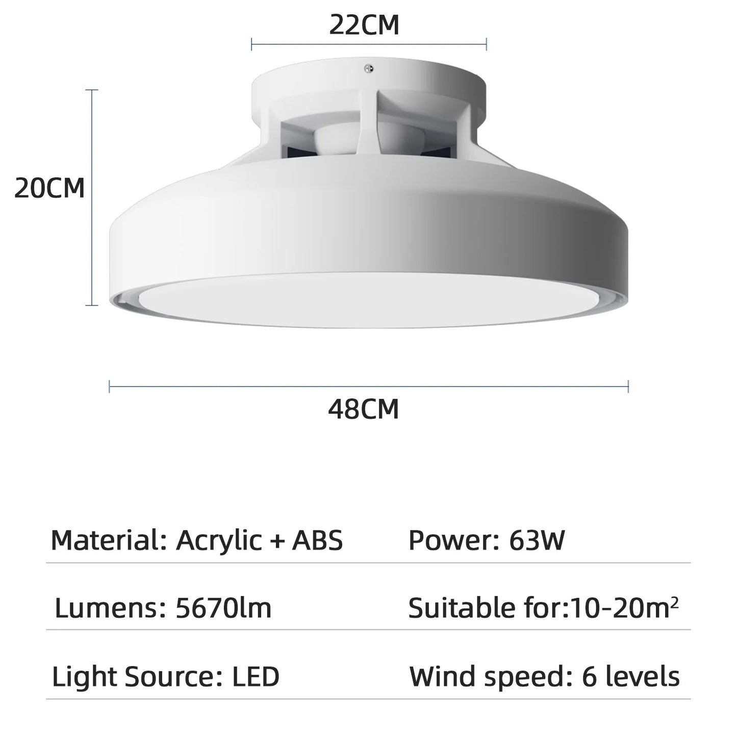 Modern Bladeless Ceiling Fan with Dimmable LED Light and Remote