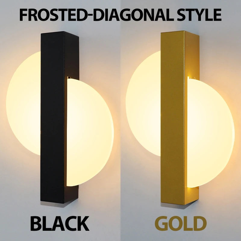 Modern Gold Foil LED Wall Sconce for Bedroom and Living Room