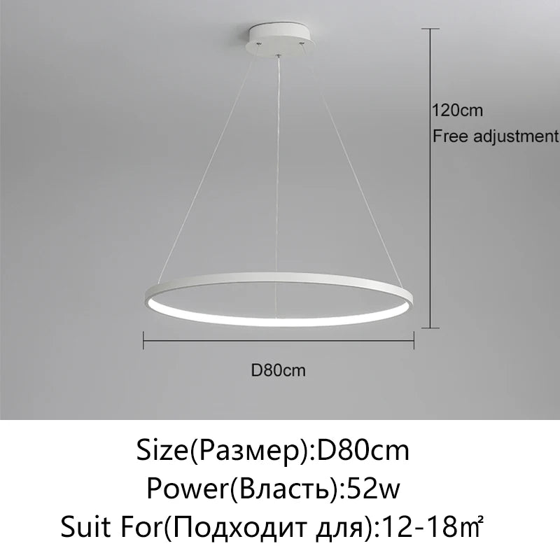 Minimalist Round LED Pendant Light for Modern Living Rooms and Restaurants