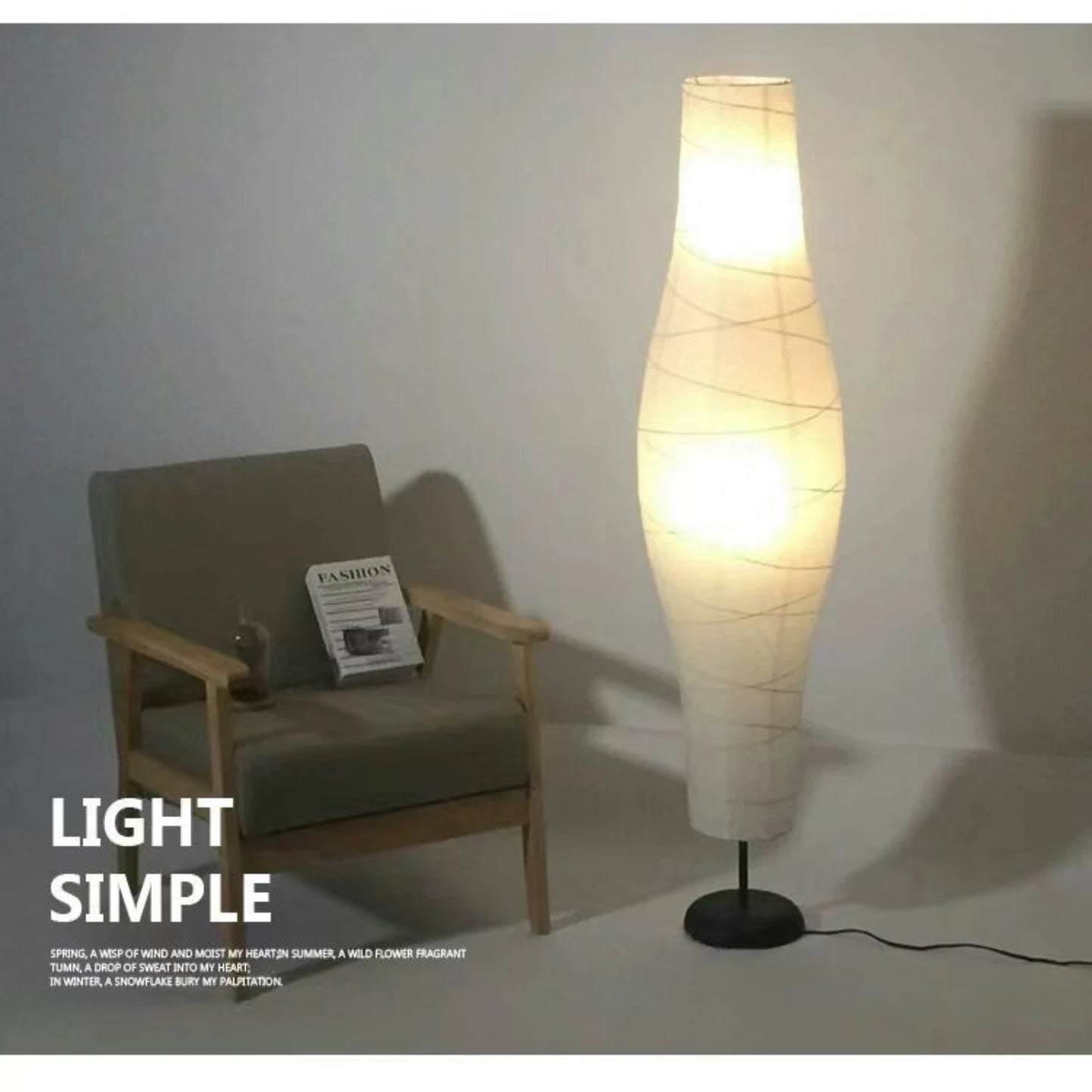 Contemporary Paper Floor Lamp for Modern Living Room and Bedroom Decor