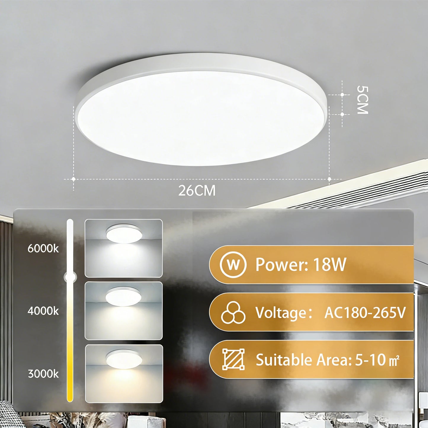 Modern Ultra-Thin LED Ceiling Light for Contemporary Bedrooms and Kitchens