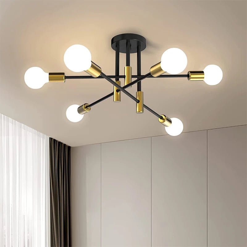 Industrial Wrought Iron Ceiling Chandelier for Modern Living Room Interiors