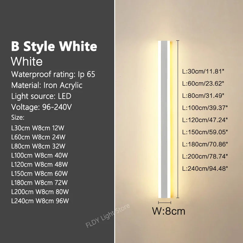 Minimalist Long Strip LED Wall Light for Modern Outdoor Spaces