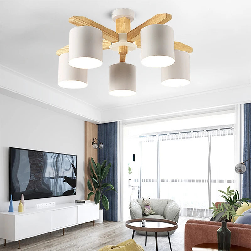 Modern Solid Wood Pendant Light for Dining Rooms and Kitchens