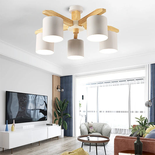 Modern Solid Wood Pendant Light for Dining Rooms and Kitchens