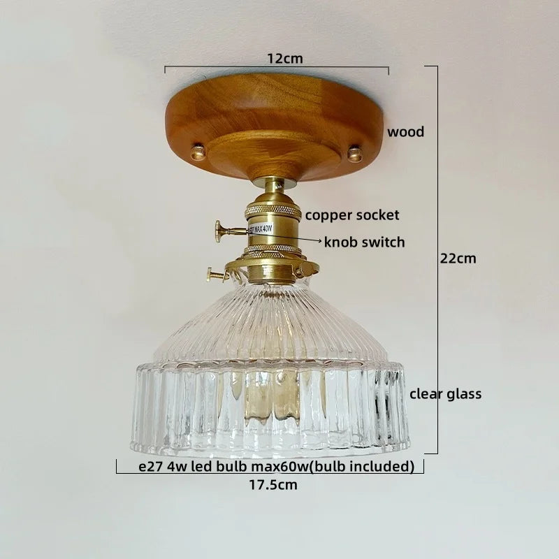 Modern Walnut and Copper LED Ceiling Light for Hallways and Living Rooms