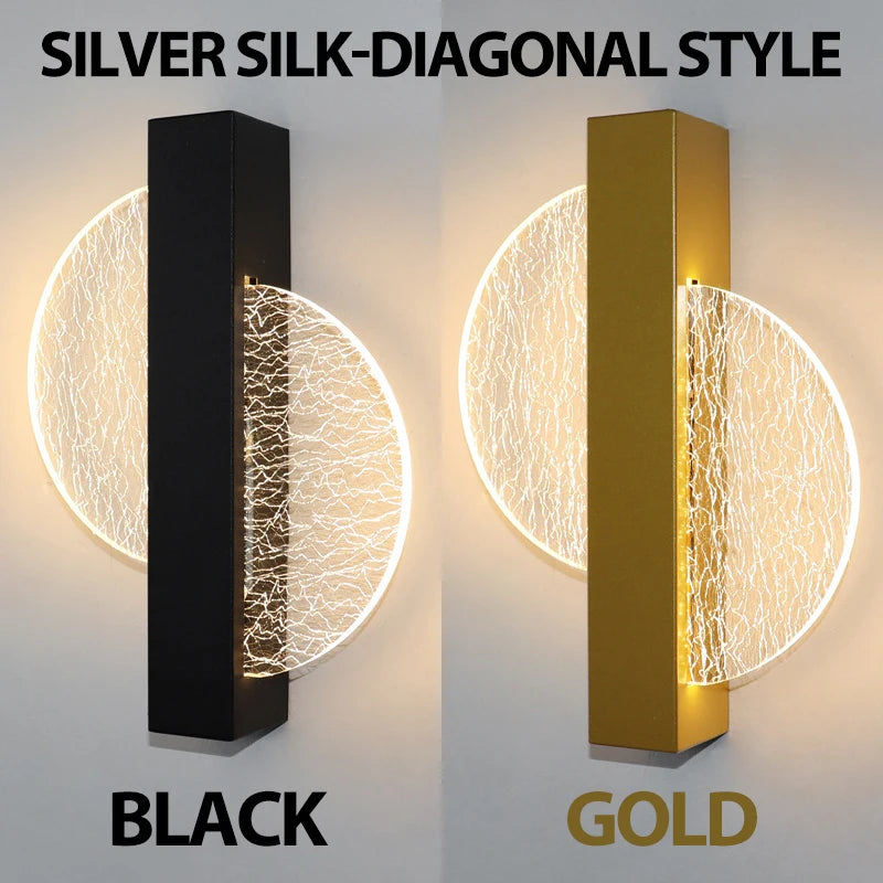 Modern Gold Foil LED Wall Sconce for Bedroom and Living Room