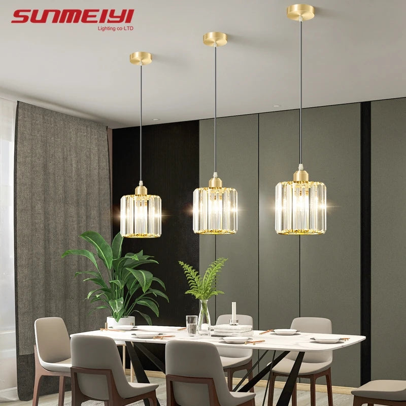 Modern K9 Crystal Pendant Light for Elegant Dining Rooms and Hallways