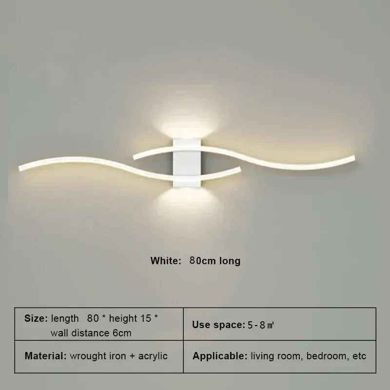 Modern LED Long Strip Wall Sconce for Living Rooms and Restaurants