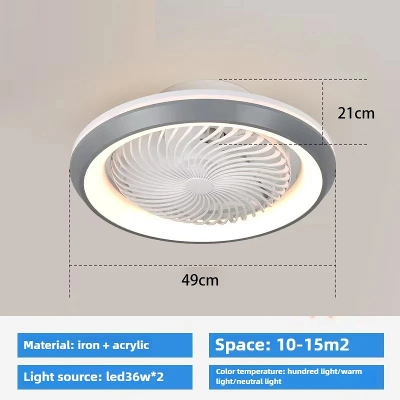 Modern Enclosed Ceiling Fan Light with Rotating Head for Living and Dining Rooms