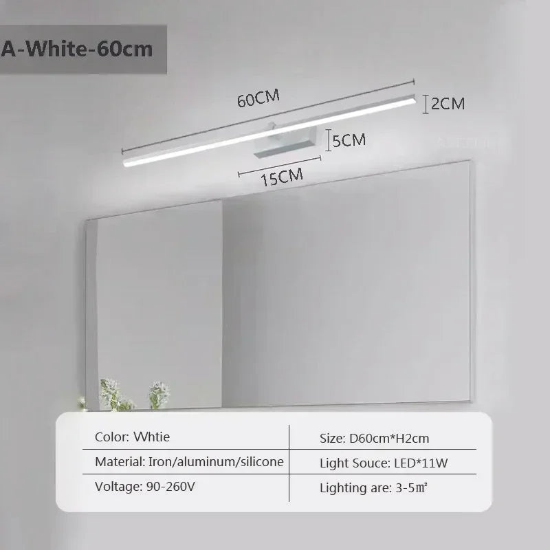 Modern LED Strip Wall Light for Bathroom Vanity and Bedroom Mirror Decor