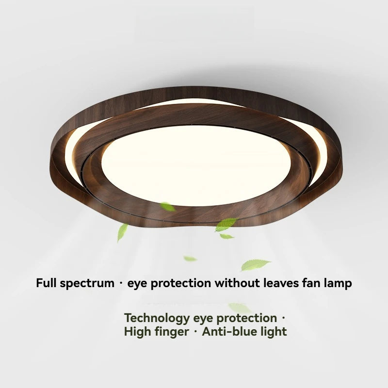 Modern Bladeless Ceiling Fan Light with Walnut Finish for Silent Cooling