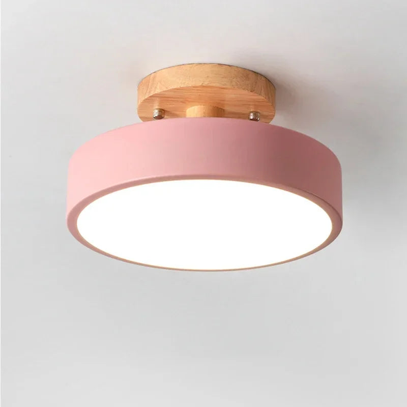Nordic Round Wood Ceiling Light for Hallway and Dining Room