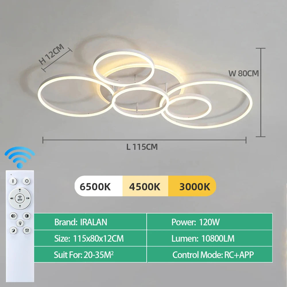 Modern Dimmable LED Ceiling Chandelier for Living Rooms and Bedrooms