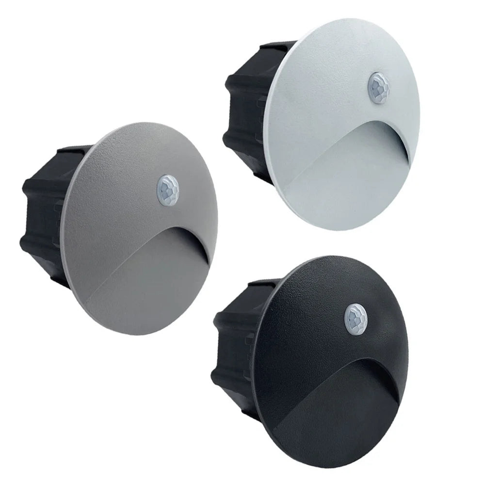 Modern LED Recessed Wall Light with Motion Sensor for Staircase and Corridor