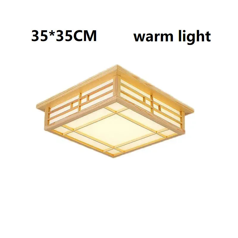 Japanese Minimalist Solid Wood LED Ceiling Lamp for Bedrooms and Living Rooms