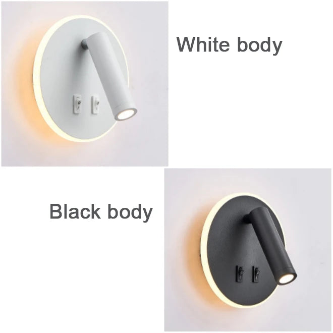 Adjustable Rotating LED Wall Spotlight for Hotel Reading and Bedside Lighting