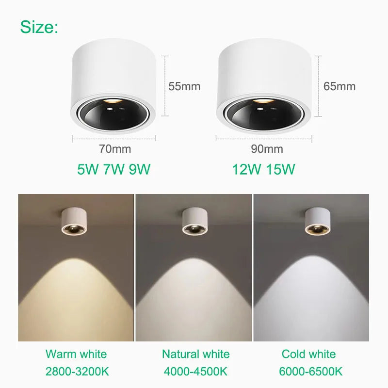 Adjustable Surface Mounted LED Spotlight for Modern Home and Office Lighting