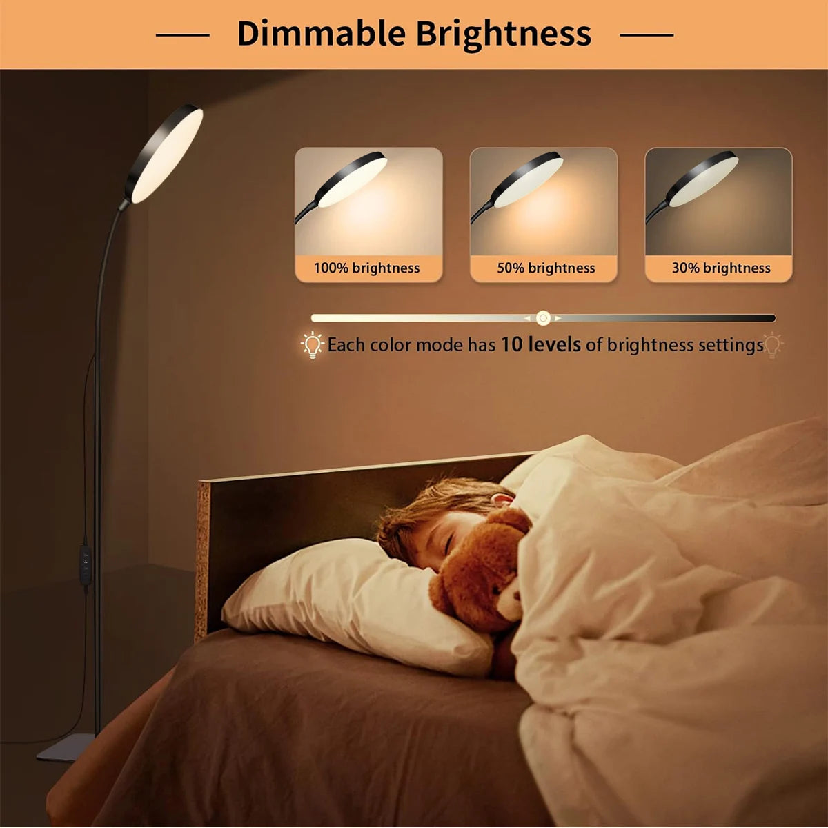 Adjustable LED Floor Lamp with Flexible Gooseneck for Reading and Task Lighting
