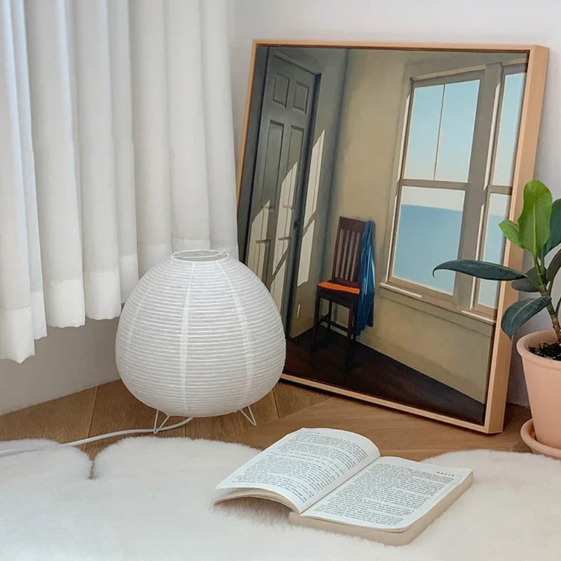 Japanese Rice Paper Table Lamp for Minimalist Living Rooms and Bedrooms