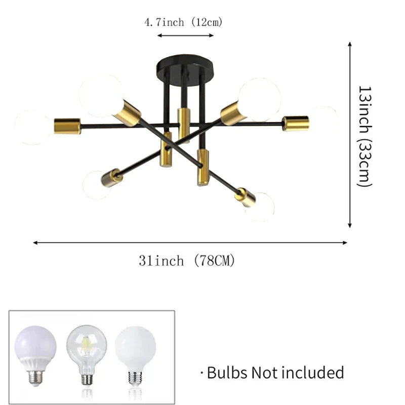 Industrial Wrought Iron Ceiling Chandelier for Modern Living Room Interiors