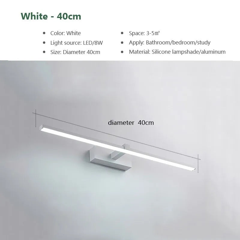 Modern Waterproof LED Vanity Wall Light for Bathroom and Makeup Areas