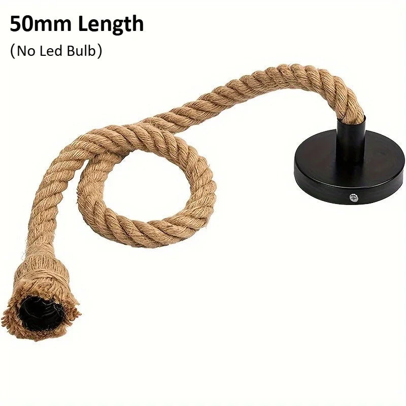 Vintage Hemp Rope Pendant Light for Industrial Lofts and Bars