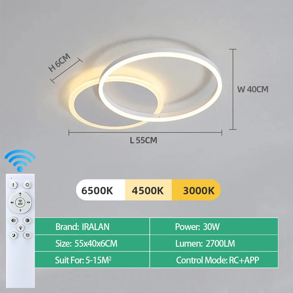 Modern Dimmable LED Ceiling Chandelier for Living Rooms and Bedrooms