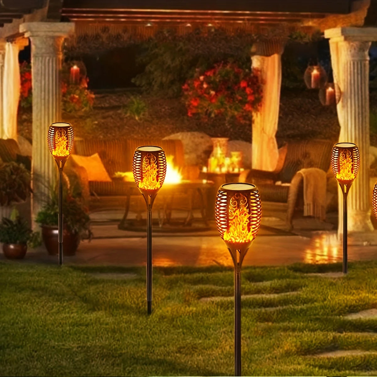 Solar LED Flame Torch Light for Garden and Outdoor Path Decor