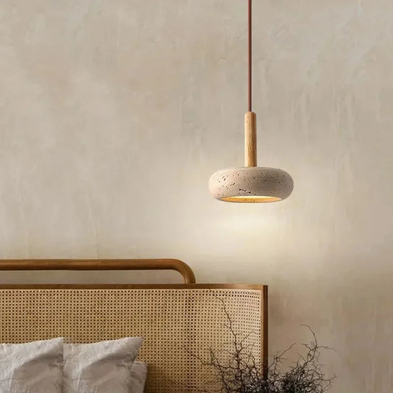 Wabi Sabi Circular Stone Pendant Light for Modern Restaurants and Homes