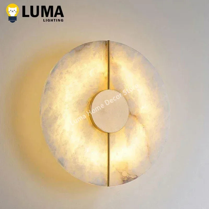 Modern Marble and Copper Wall Sconce for Bedroom and Living Room