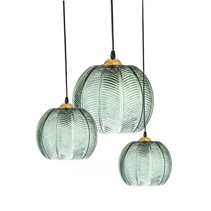 Nordic Glass Pendant Light with Leaf Pattern for Dining Rooms and Hotels