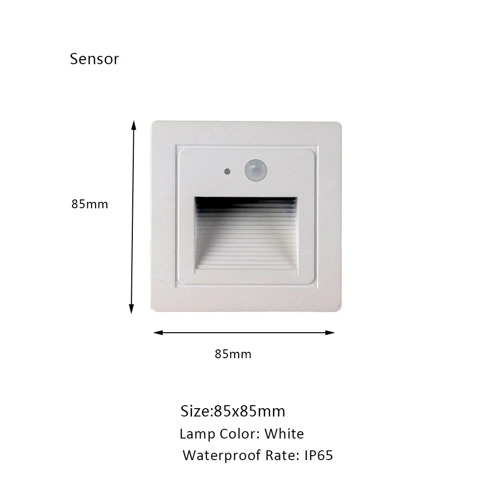 Modern Recessed LED Stair Light with Motion Sensor for Indoor and Outdoor Steps