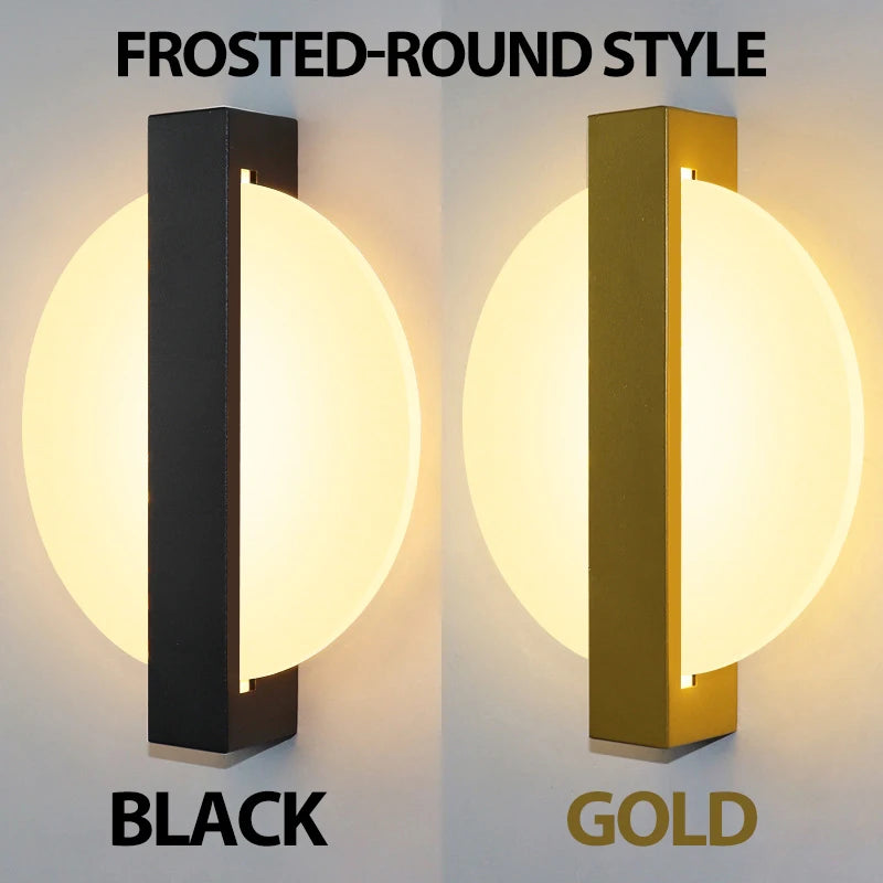Modern Gold Foil LED Wall Sconce for Bedroom and Living Room