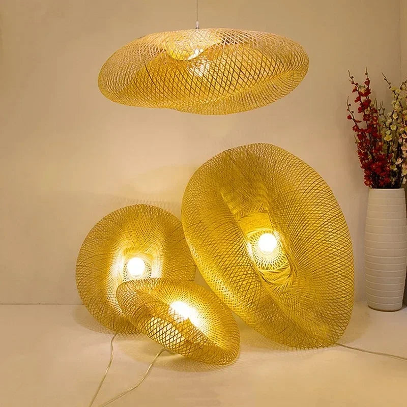 Handmade Bamboo Pendant Light for Rustic Kitchen and Living Room Decor
