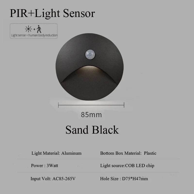 Modern LED Recessed Wall Light with Motion Sensor for Staircase and Corridor