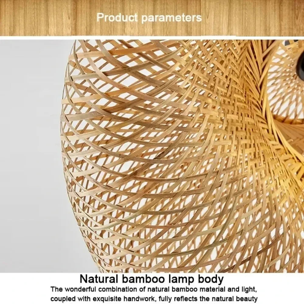 Handwoven Bamboo Pendant Light for Rustic Dining Rooms and Living Spaces