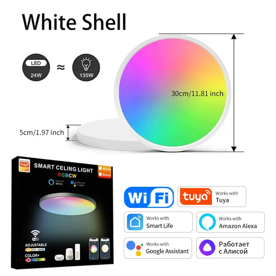 Smart RGB LED Ceiling Light with App Control for Modern Bedrooms