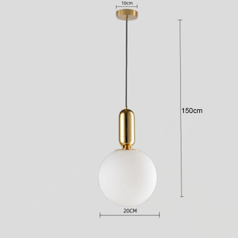 Nordic Glass Globe Pendant Light in Brass for Modern Dining Rooms